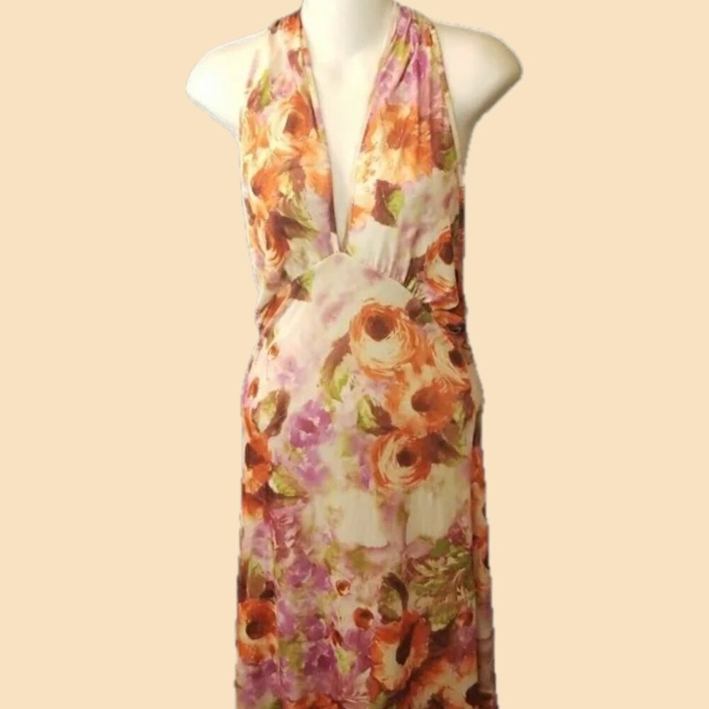 ❌NEW (flawed) Vintage Italian Peppe Peluso Floral Halter Gown